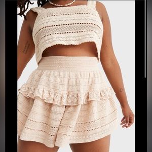 NWT AERIE Beige Ruffle Set